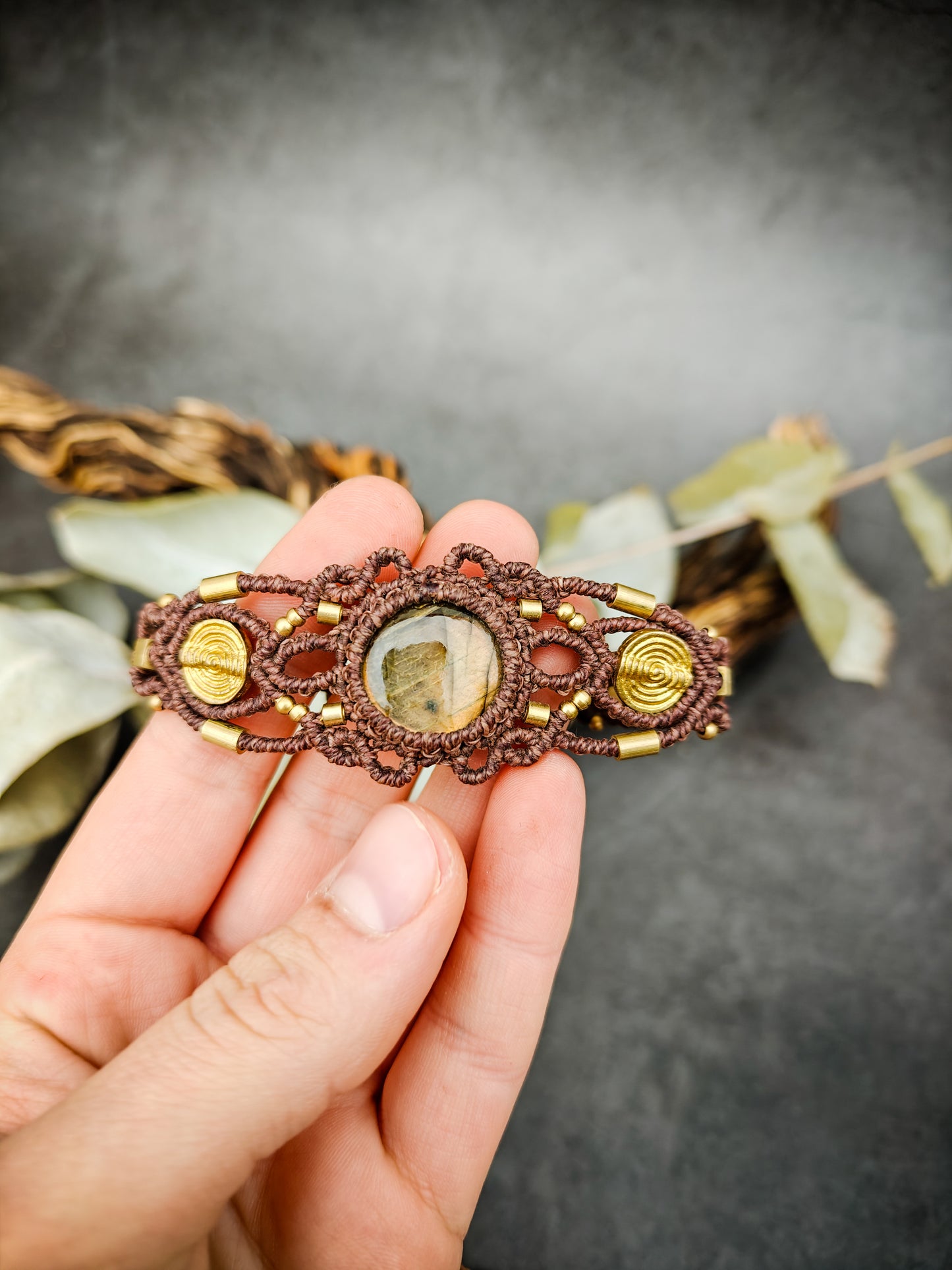 Yara’s Gold - Yellow Labradorite Macrame Bracelet & Arm Cuff