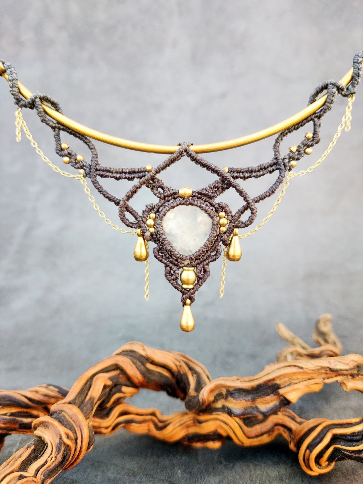 Aphrodite's Amulet - Rainbow Moonstone Goddess Necklace