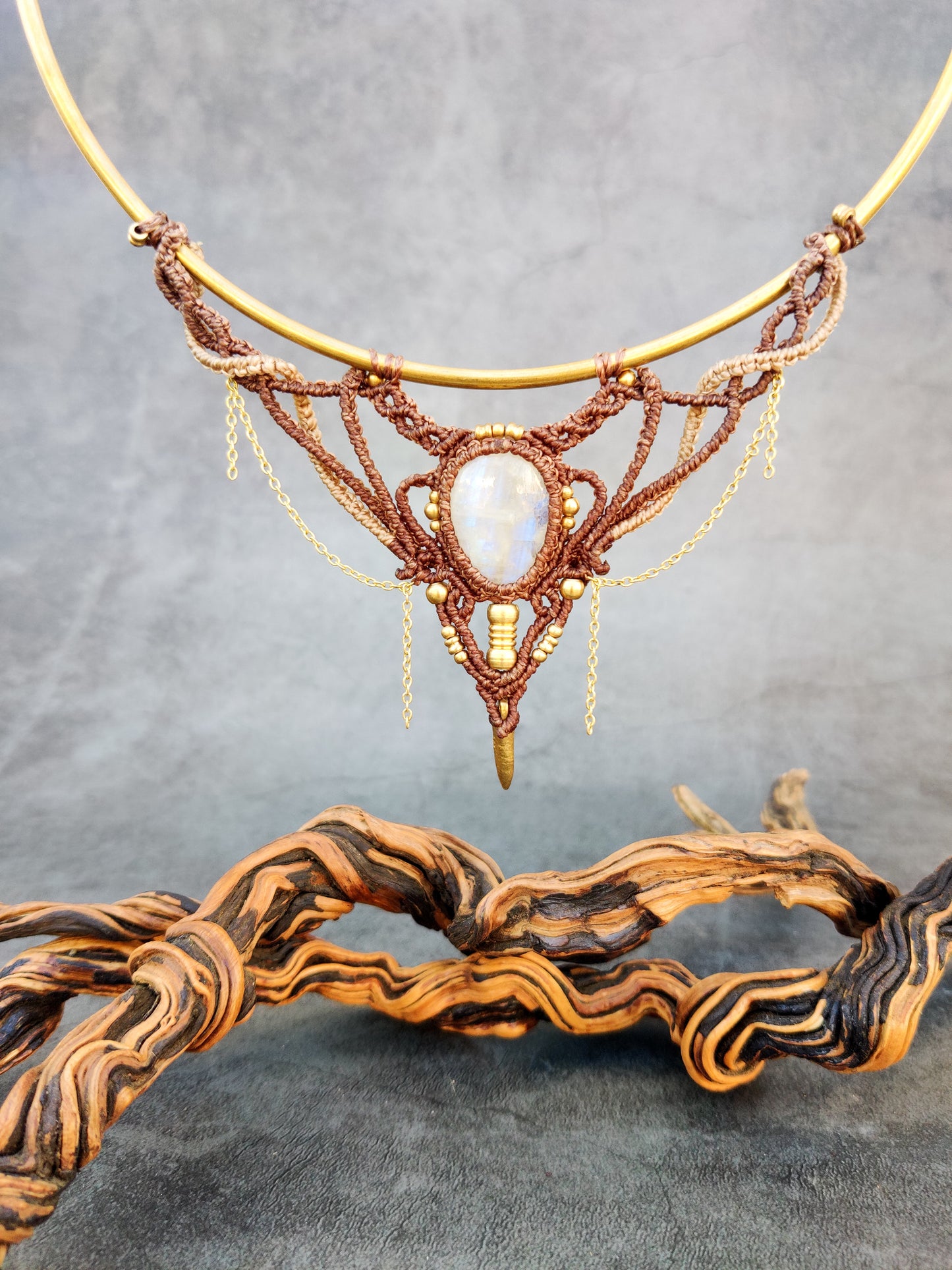 Demeter's Moonrise - Rainbow Moonstone Goddess Necklace