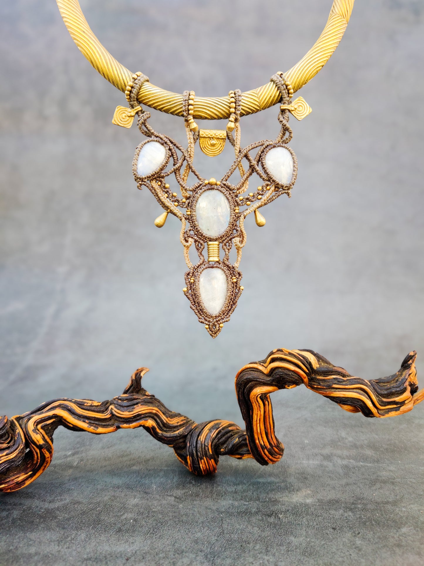 Hera’s Silvermoon - Rainbow Moonstone Goddess Necklace