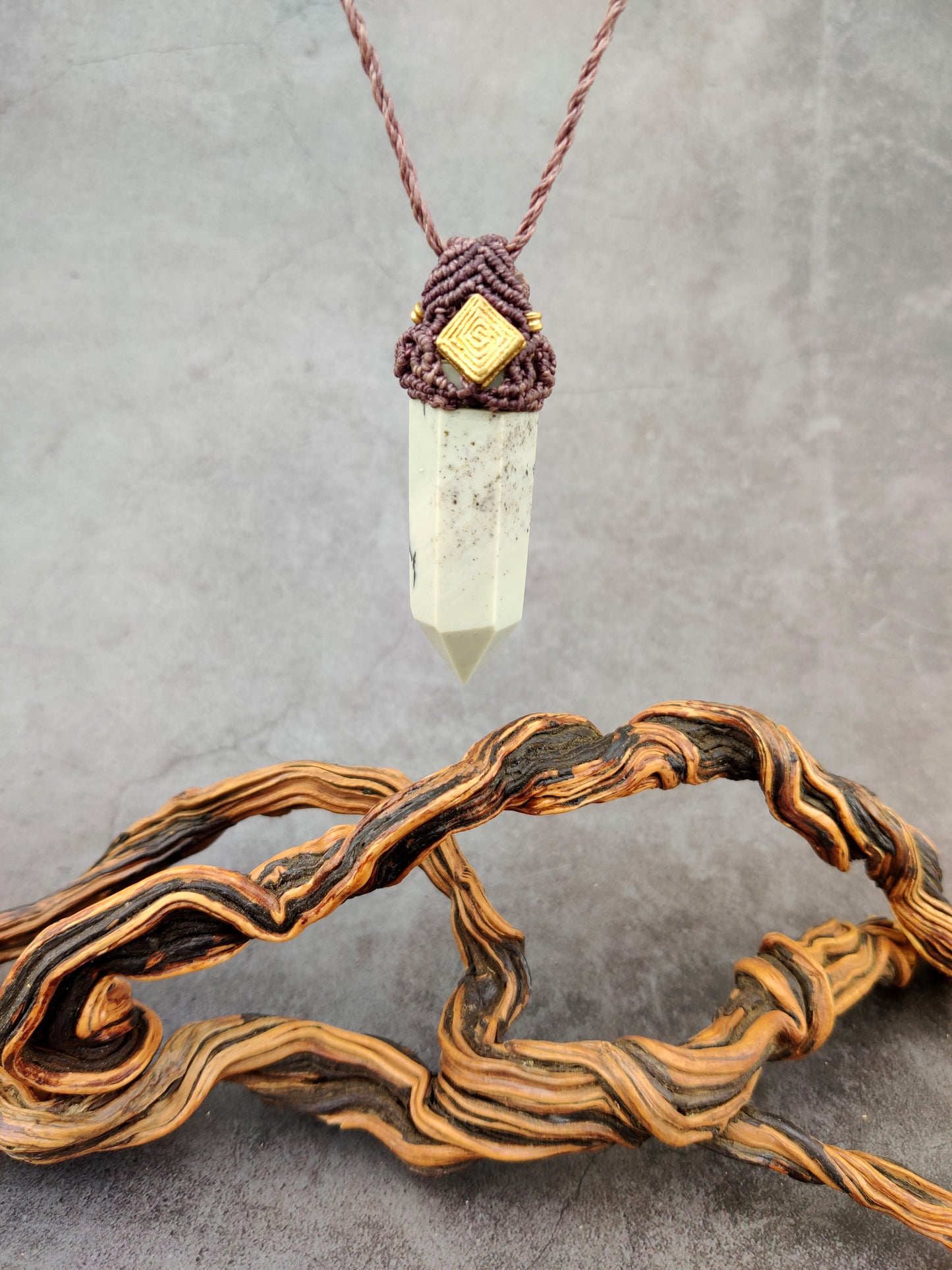 Whispering Oak - Agate Obelisk Pendant