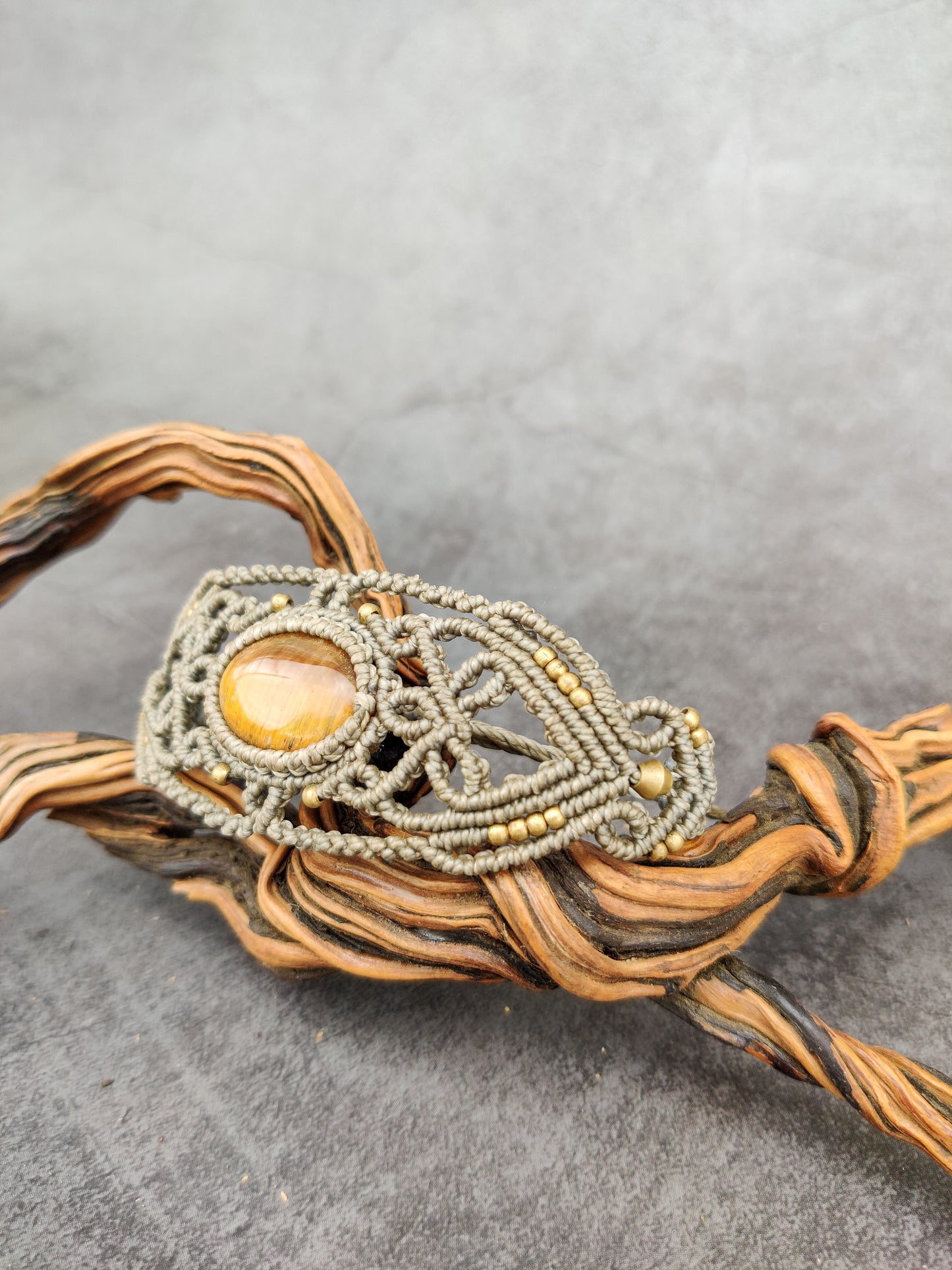 Elara's Gold - Tiger Eye Macrame Bracelet & Arm Cuff