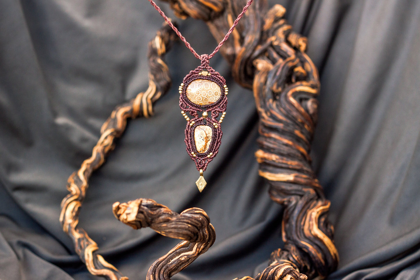 Woodland Keeper - Fossil Coral & Picture Jasper Pendant